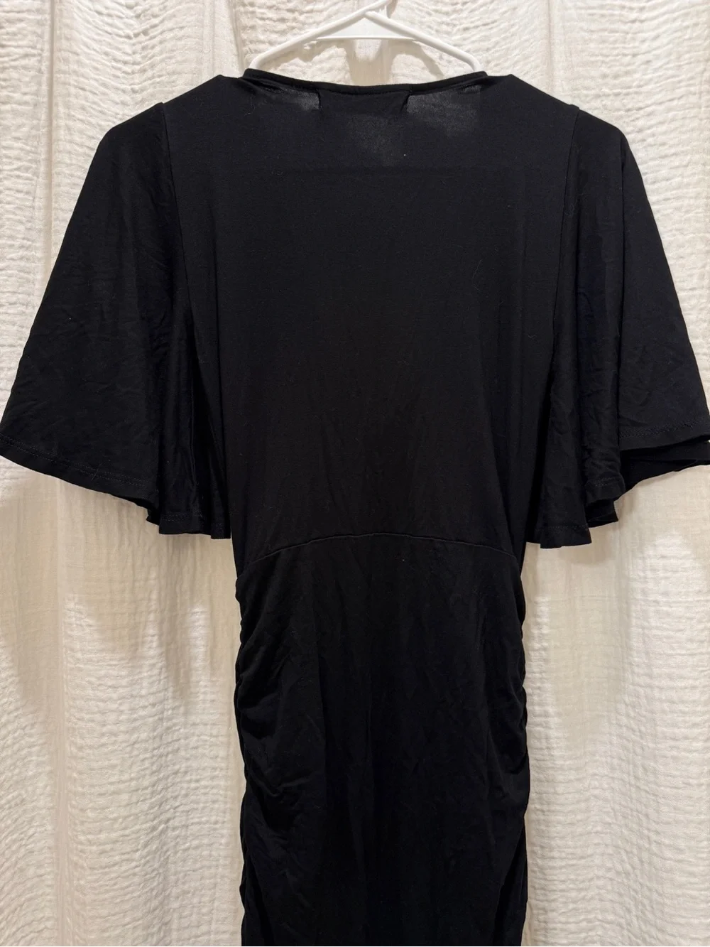 FP Beach Free People Ruched V-Neck Maxi Dress Gown - Flutter Sleeves - Size XS
